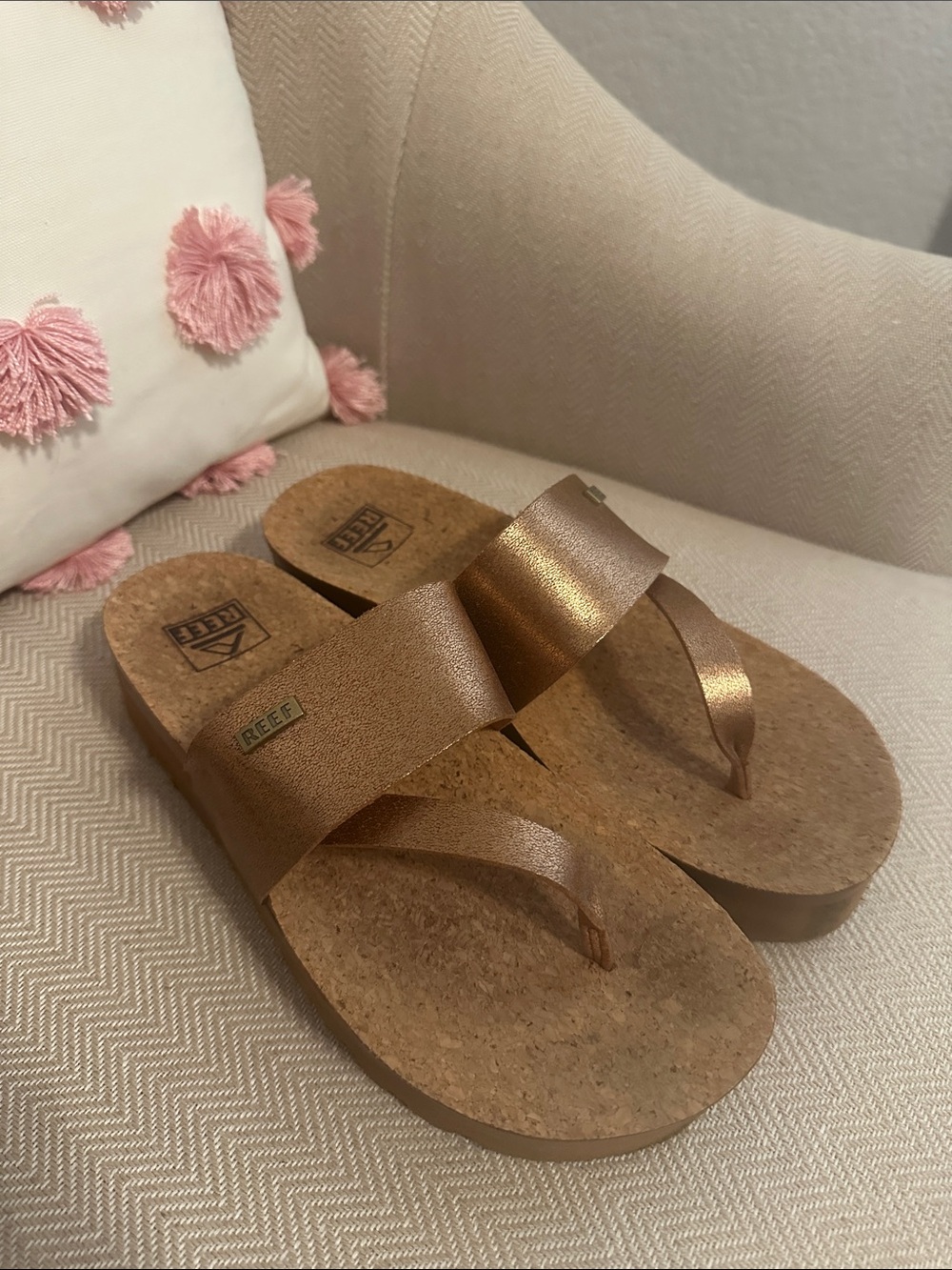 Reef Women's Cushion Sol Hi Copper Cork Wedge Sandals - Picture 4 of 4